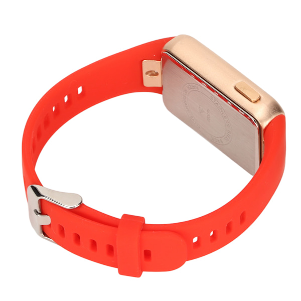Smart Watch i legering, silikone og glas, 210 mAh, 30 m vandtæt LED-fitnessur til familie, venner og kolleger, rød rem, guld urkasse
