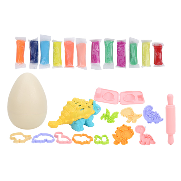 12 väriä savimuottityökalusarja Chilren Holiday Christmas Present Handmade DIY Mud ToyDinosaur Egg