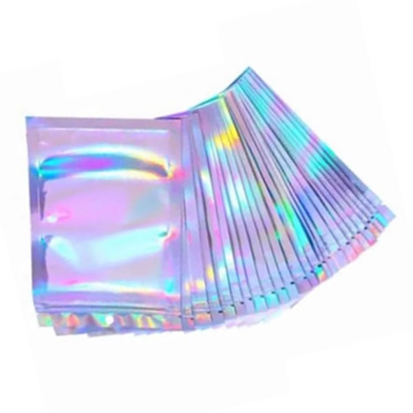 100 stk. Hologram Cellophane Selvforseglende Pose 9 X 12cm Iridescent Lynlåspose til Slik Biscuit