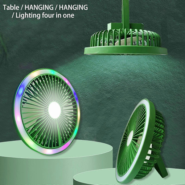 Bærbar Camping Ventilator USB Udendørs Camping Loftventilator LED Lys