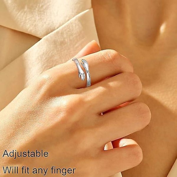 S925 Sterling Silver Kramring för Kvinnor Tonårsflickor, Justerbar Ring Smycken Mors Dag Födelsedagspresenter till Döttrar Mamma Syster Fru Vänner Mormor