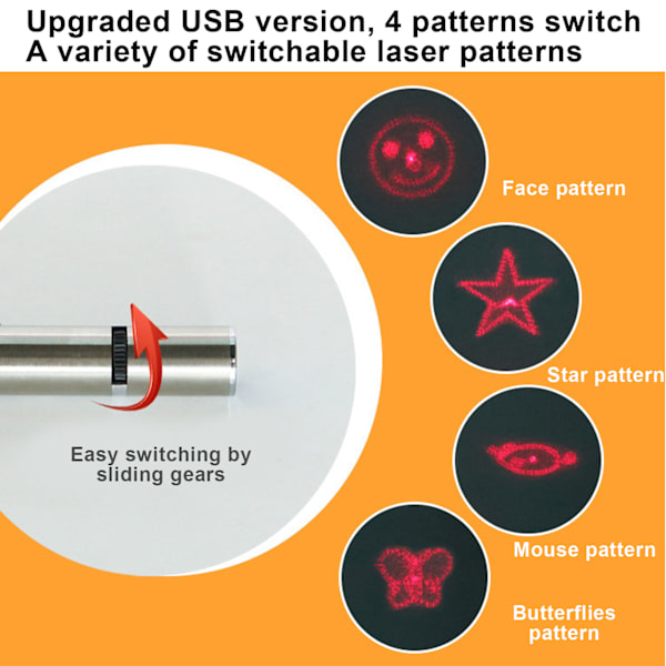 Kannettava USB ladattava Cat Chaser -lelu LED-kynävalolla