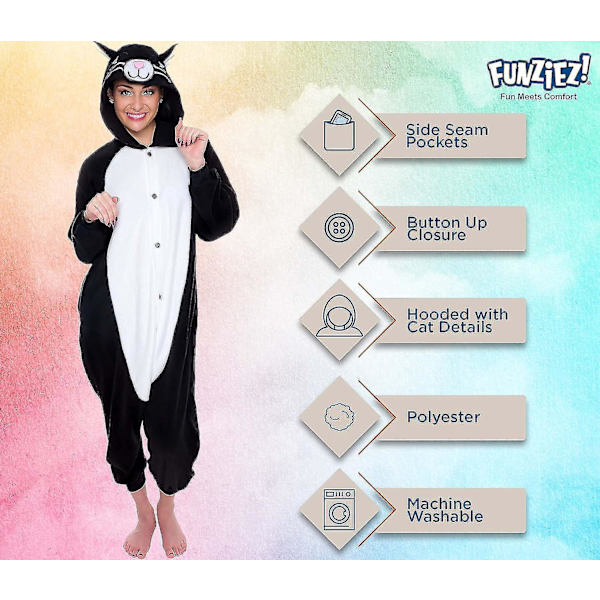 Funziez! Aikuisten pehmoeläin ja merieläin Halloween-asu X-Large Cat