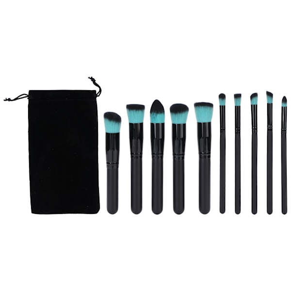 10pcs Makeup Brushes Different Shapes Soft Brush Hair Cosmetic Brush Set for Powder Eye Shadow Black