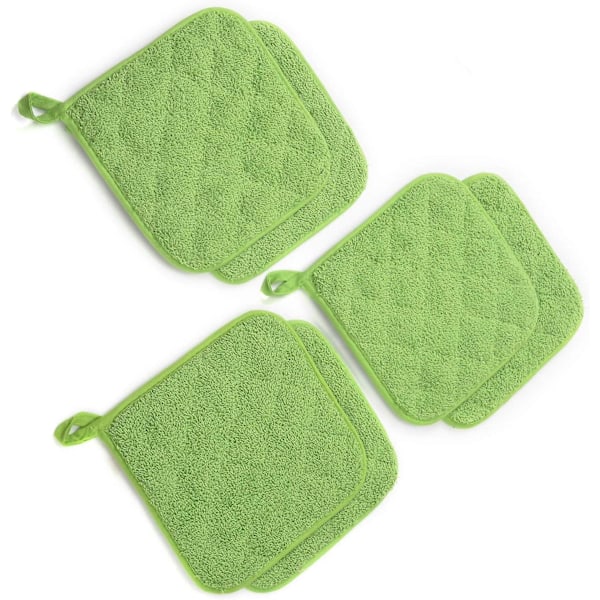 Gryteklutsett, 6-pakning Varmebestandige Brikker i Ren Bomull for Hverdagsmatlaging, 18 x 18 cm for Matlaging og Baking Farge: Grønn