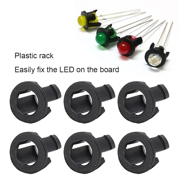 200stk LED Holder Elektronisk Komponent Tilbehør Diode Bracket Montering Plast Sort 5mm