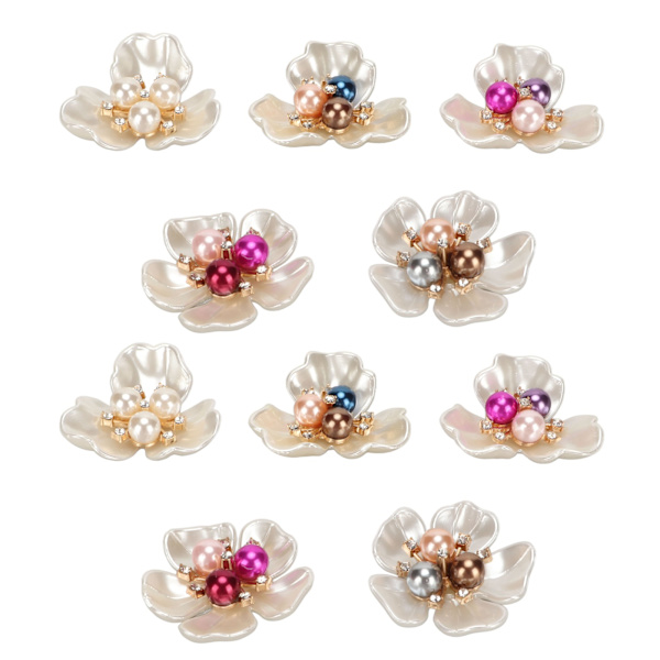 20 st Hantverk Faux Pearl Dekoration Utsmyckningar Vackra smycken gör kläder Faux Pearl platt blomma 38mm