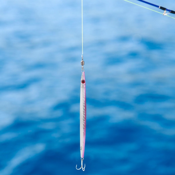 Vertikala jiggar Ljusande Långsamt Jiggar Lure Hårt Fiskbete för saltvattensfiske i sötvatten (3#rosa + självlysande rand)