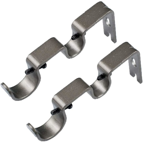 2 Pakning Metall Takbrakett for Dobbel Gardinstang, Garderobestangbraketter Gardinoppheng Veggskinnebrakett med Skruer