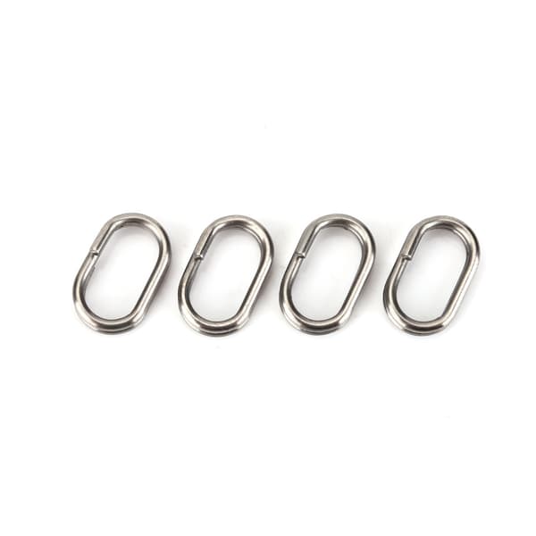 100 stk. ovale splitringe i rustfrit stål, drejelig snap, fiskegrej-konnektor (9x15 mm)