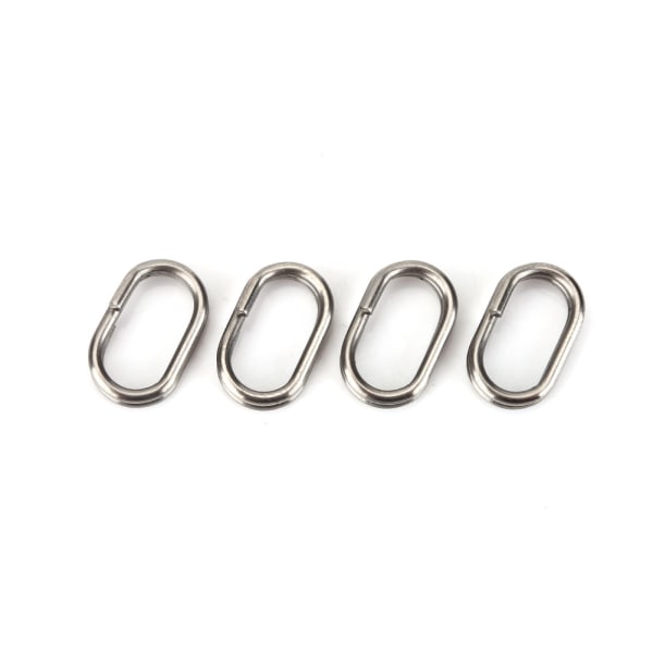 100 stk rustfritt stål ovale delte ringer Svingbar Snap fiskeredskapskobling (9x15mm)