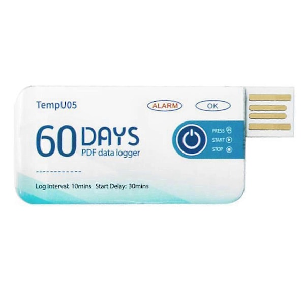 Temperatur Datalogger TempU05 60 Dages PDF Rapport Temperatur Optager Engangsbrug USB Temperatur Registreringsinstrument