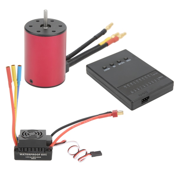 RC Vanntett Børsteløs 60A ESC S3650 3900KV Børsteløs Motorkit med Programmeringskort 4mm T-plugg for 1/8 1/10 RC Bil