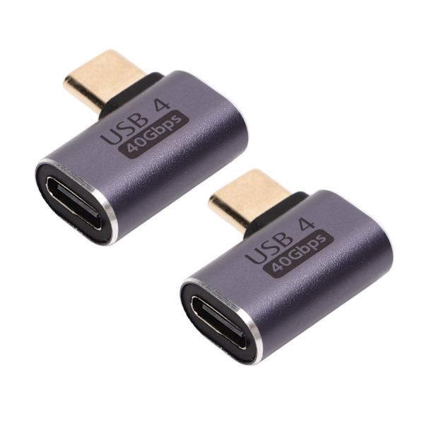 2st typ C hane till hona rätvinkelkontakt 40Gbps 90 graders USB C-adapter för överföringsladdning