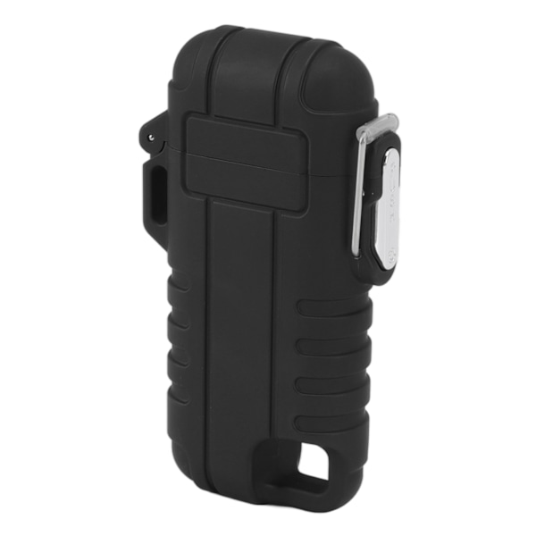 USB Genopladelig Lighter Vindtæt Dual Arc Lighter Vandtæt Flammeløs Elektrisk Lighter med Hængende Hul til Camping Sort