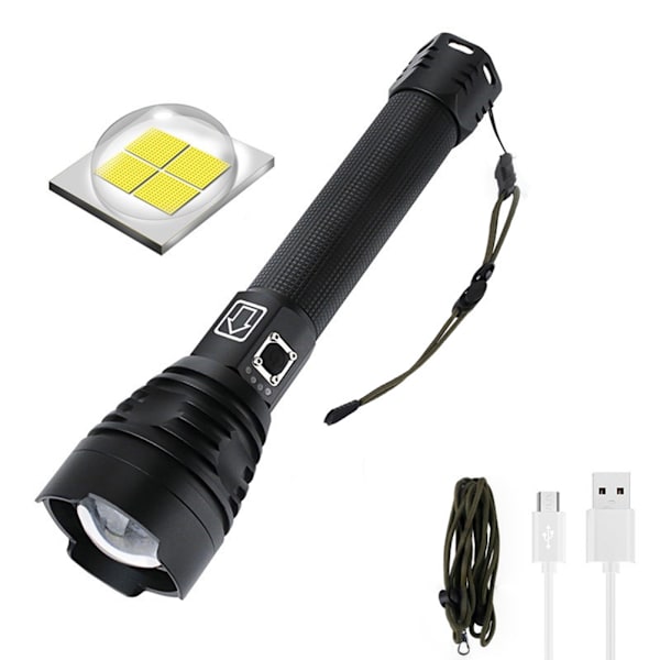 USB-laddningsbar ficklampa Zoom LED Handhållen ficklampa Aluminiumlegering IPX6 Vattentät Arbetslampa