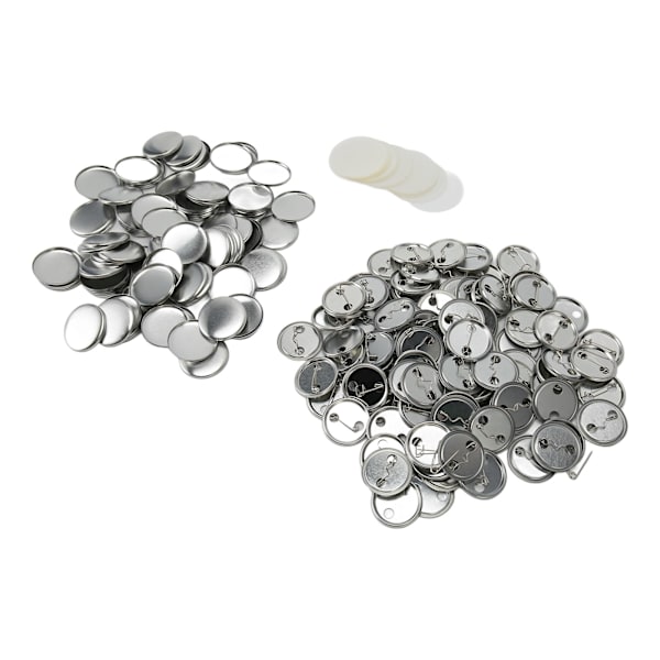 100 Set Blank Knappar Badge-delar Rund Form Rostskydd Lätt att Skriva ut Knappnåls-set för Knapptillverkningsmaskin 32mm/1.3in