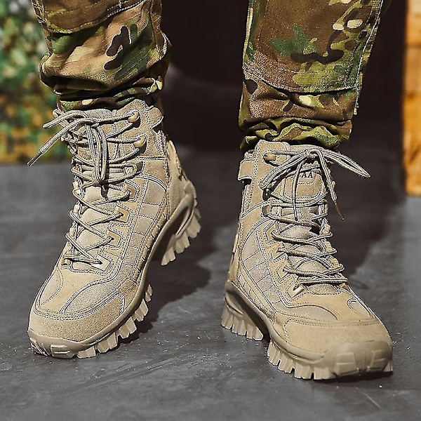 Militärstövlar för män i stridsstil - Hållbara och säkra taktiska skor46 Khaki