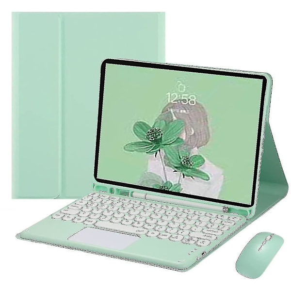 iPad Pro 12.9 Touch Tastatur Etui med Bluetooth Mus Lysegrøn