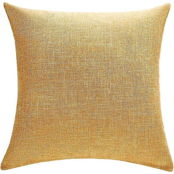 Keltainen tyynyliina 2 kpl, maalaismaista pellavaa, koristeellinen neliönmuotoinen koristetyynynpäällinen 40x40 cm sohvalle