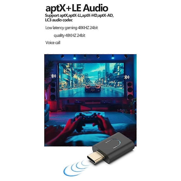 Tebe LE Audio LC3 BT 5.4 Äänen Lähetin PC TV PS4/5:lle Musta36