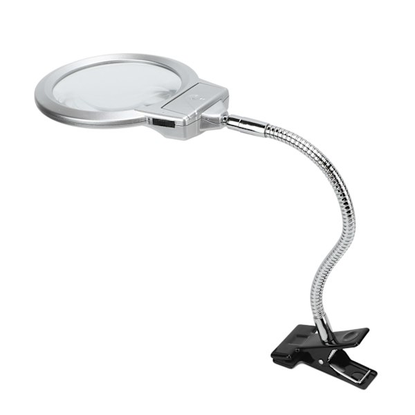 LED-belyst förstoringsglas med klämma optisk linsjustering slang förstoringsglas med 2 lysdioder för läsning av hantverk