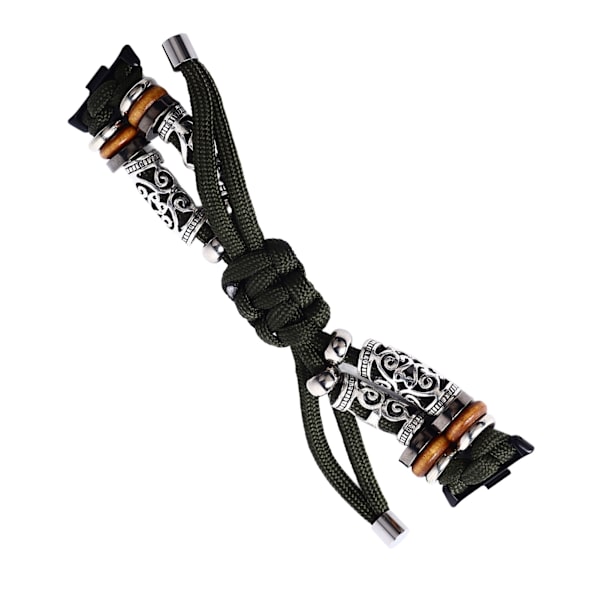 Flätat Loop-armband för Mi Band 8pro Justerbart Snyggt Pärlar Andningsbart Loop-rem Vävt Armband för Män Kvinnor OD Grön