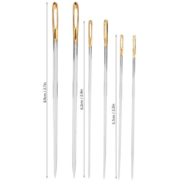 6 kpl 5,7/6,2/6,9 cm käsiompeluneulasetti Kotitalouksien korjausvaatteet Set