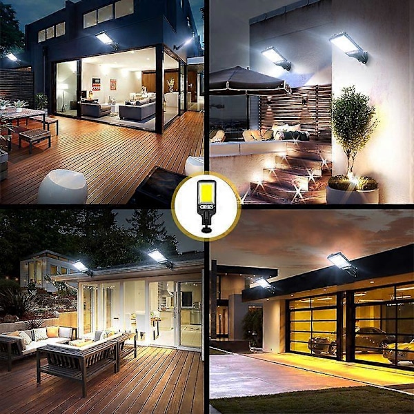 Solcelledrevet bevegelsessensorlys utendørs vanntett 117COB LED sikkerhetsvegglampe for terrasse garasje hage 3 moduser 108COB1stk