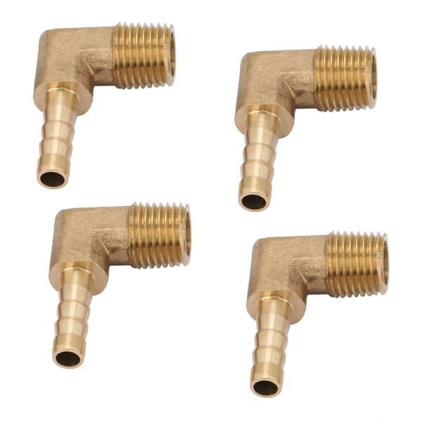 4 stk. Messing Han Gevind Albue Slangehale Barb Connector Fitting G1/4\" 6mm