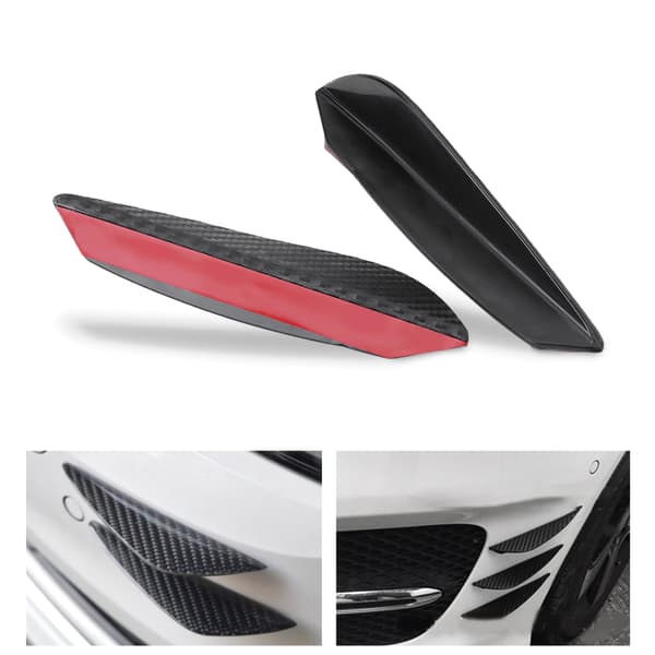 4 stk universelle ABS karbonfiber bil frontfanger finner leppe spoiler canards trimsett
