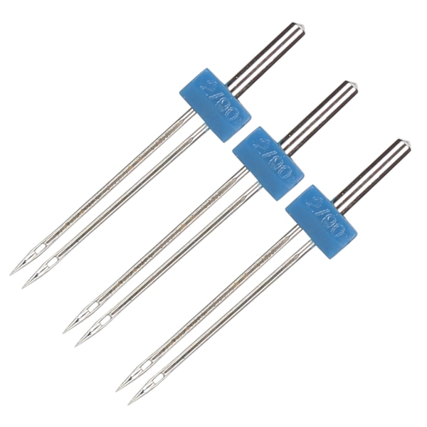 3 stk. dobbelte nåle i rustfrit stål til syning og hækling af sting - 2 mm - 3 stk./pose
