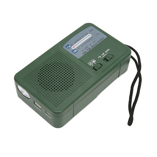 Solar Handvev Radio Multifunktion Bärbar Uppladdningsbar Nödradio med LED-ficklampa för Camping Outdoor Green
