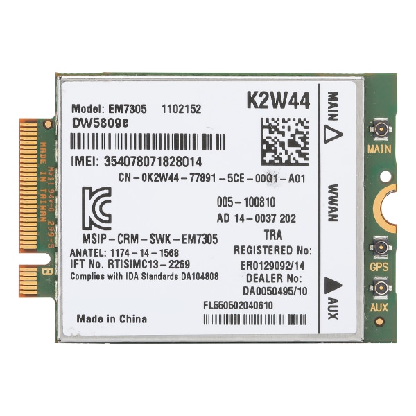 EM7305 4G-modul Trådløst netværk M2 NGFF LTE WWAN-kort 52-pin passer til Dell DW5809e Sierra