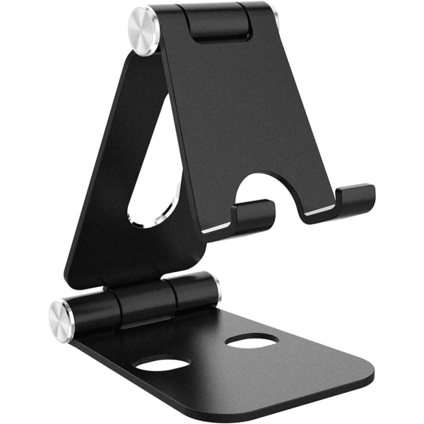Black-Phone Stand, Lille Dock Stand Kun kompatibel med mobiltelefon, Bordtelefon Holder, Aluminium Smartphone Holder