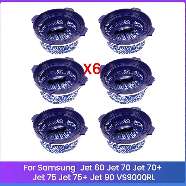 6 KPL HEPA-suodatin Samsung varsi-imurin osiin pölysuodatin kuten kuvassa