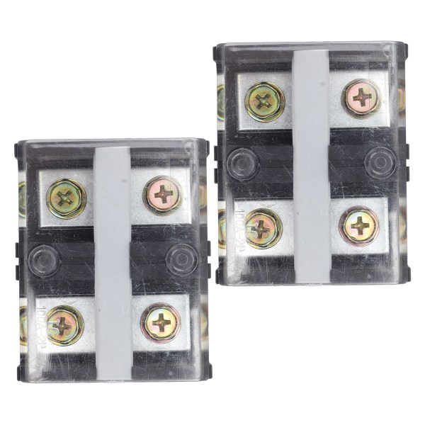 2stk Wire Barrier Block Terminal Strip 600V 100A TC Fast Jern Dual Rader Terminal Strip med deksel Svart 2 Posisjoner (1002)