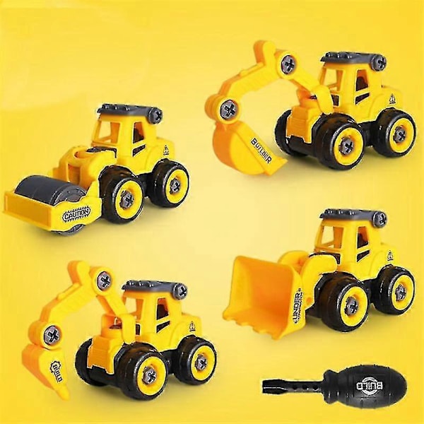 Hhcx-engineering Fordonsleksaker 8 Stil/set Konstruktion Grävmaskin Traktor Dumper Bulldozer Plastmodeller Barn Pojkar Mini Gåvor