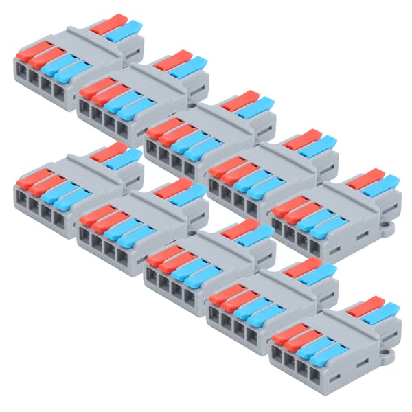 10 stk. kabelkonnektor terminal multifunktion 2 ind 4 ud hurtig ledningsforbindelse LT-624