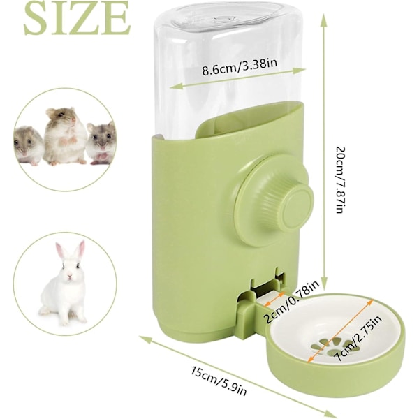 Automatisk Vattendispenser för Husdjur, Kanin Vattendispenser, Hängande Vattenfontän 600ML Dispenser, för Kanin Chinchilla Marsvin Igelkott