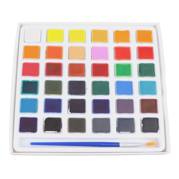 Solid Akvarell Set 36 Färger Ljus Delikat Textur Färg Pigment Kit med Pensel för Konstnärer Studenter
