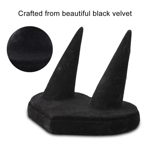 Sort Velour Finger Display Ring Holder Showcase Stand Smykker Ringe Organizer (2 Fingre)