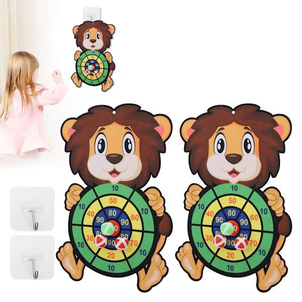2 Set Darttavla Spel Säker Klassisk Darttavla Set Inomhus Party Dart Spel Present för Pojkar Flickor Djurstil