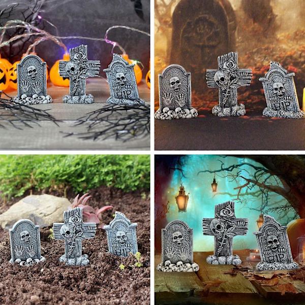 3 stk. Halloween Gravsten Letvægts til Gravstensdekoration Skilt Halloween