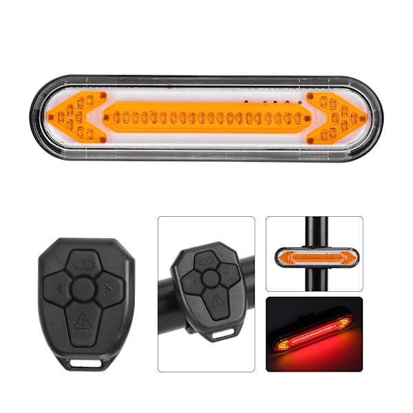 BK600 maastopyörä USB -lataus LED Langaton kaukosäädin Turvavaroitus Kääntyvä takavalo Polkupyörän pyöräilyvarusteetMusta puoli