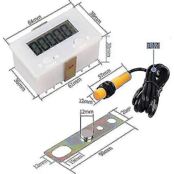 Digital 0-99999 Tæller 5 Cifre Plus Op Måler + Nærhedsafbryder Sensor Med Magnet