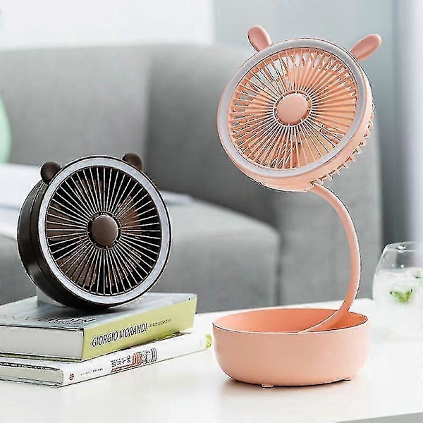 Vikbar Förvaring LED-lampa Portabel USB-fläkt Skrivbord Sovsal Vägg Nattlampa