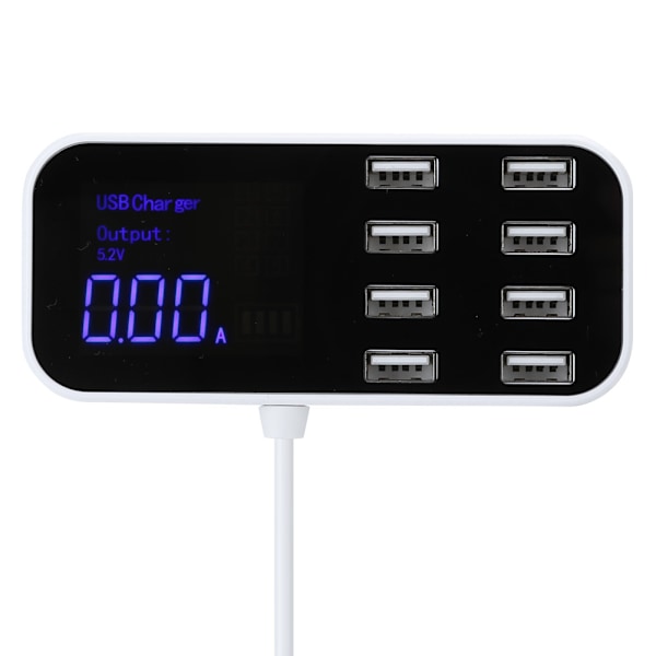8 porter hurtigbillader, multippel USB-ladestasjon, digitalt display for IOS/Samsung