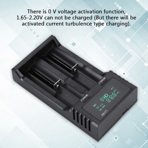 LiitoKala Lii S2 DC 5V2A Smart Batterilader Dobbel Spor med Strømdisplay