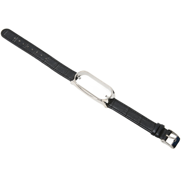 Sportarmband för Mi Band 7 Mjukt PU-läder Ersättningsrem för löpvandring Svart Silver